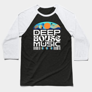 DEEP HOUSE  - Orbs And Stars (Blue/white/orange) Baseball T-Shirt